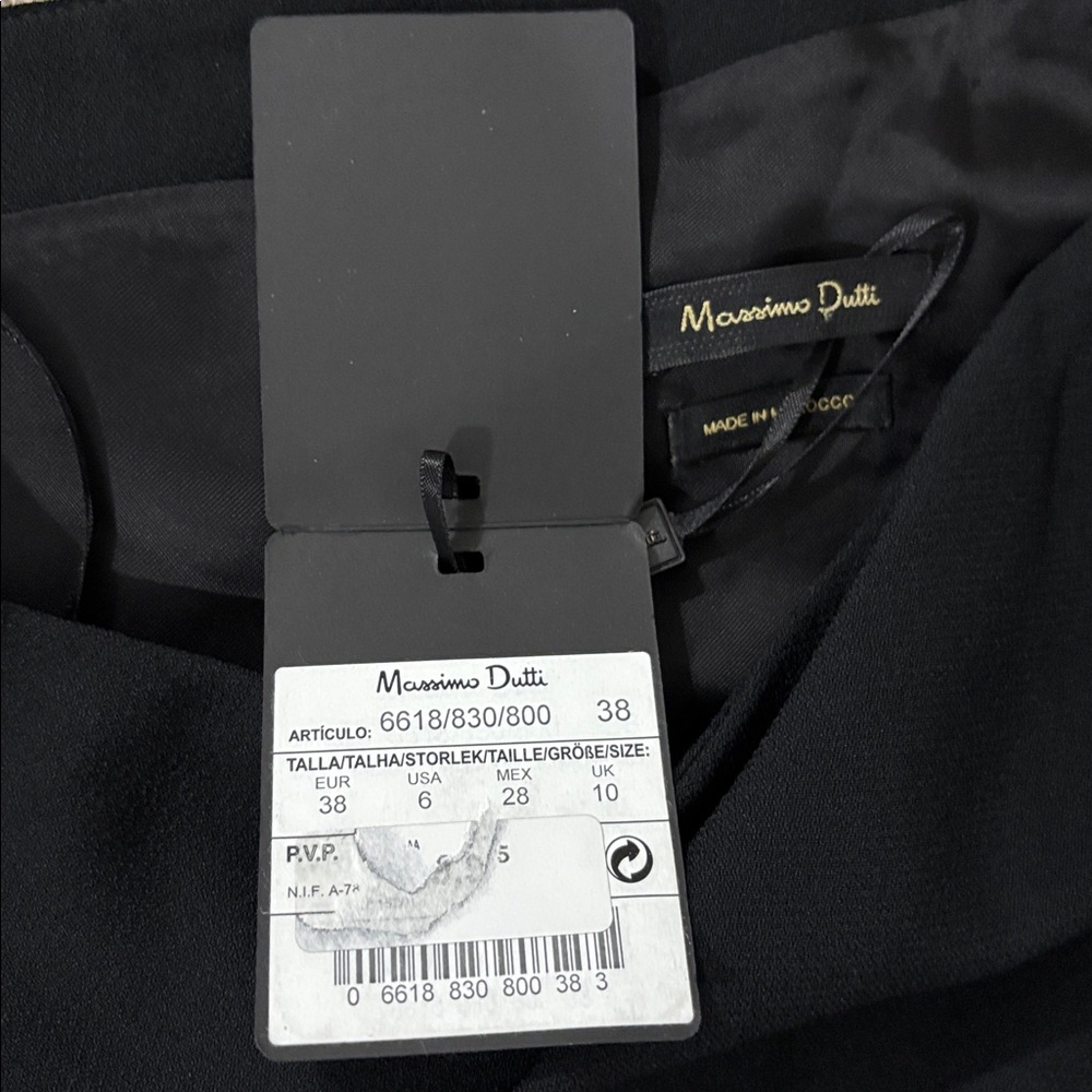 Massimo Dutti Black One Shoulder Shift Cocktail Special Occasion Dress Size 6 - Picture 11 of 13
